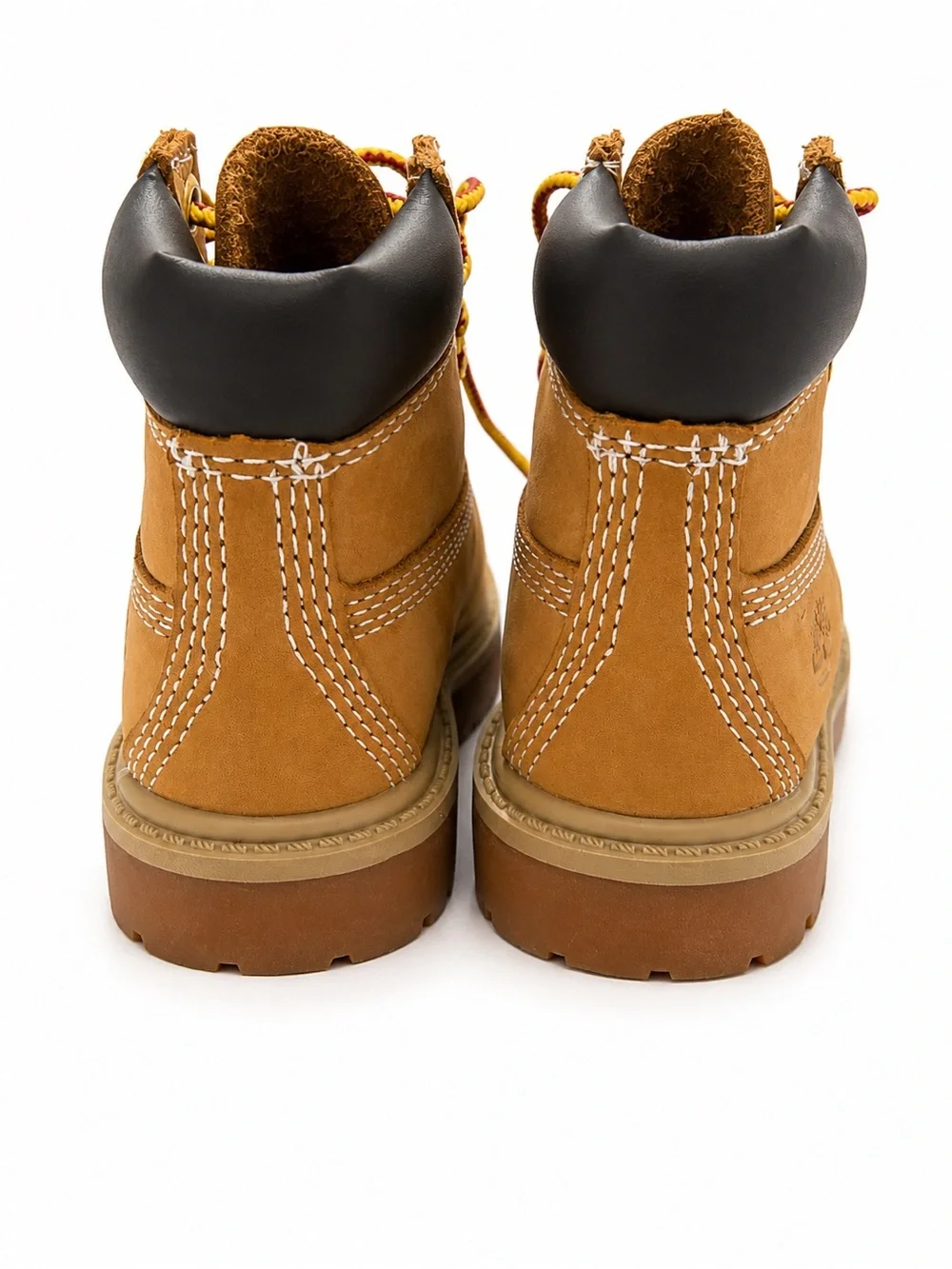 Tan Work Boots with Two-Tone Red & Yellow Laces